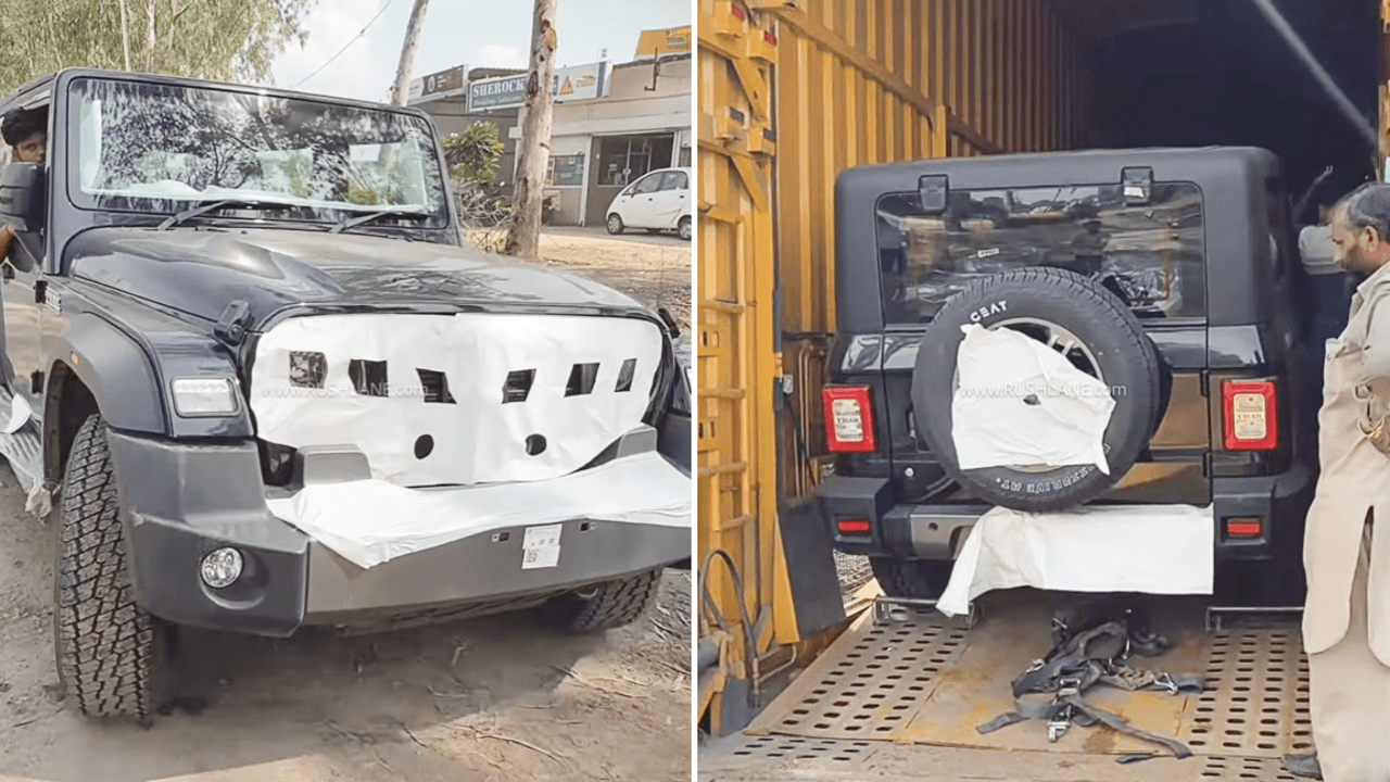 updated mahindra thar 3 door rwd reach showrooms cover 2025 Mahindra Thar 3-Door Spied At Dealer Yard Before Launch