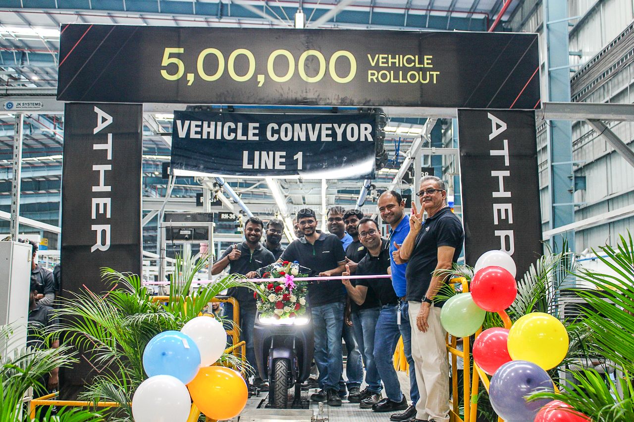 Ather Energy Crosses 5 Lakh Electric Scooter Production Milestone Ather Rolls Out 500,000th Electric Scooter