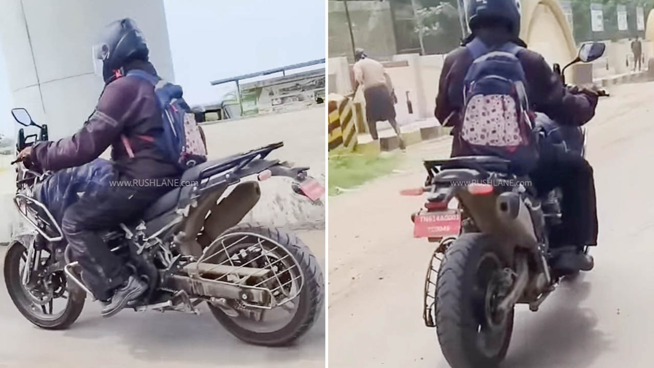 re himalayan 750 alloy variant spied with adjustable suspension cover RE Himalayan 750 Alloy Variant Spied With Adjustable Suspension