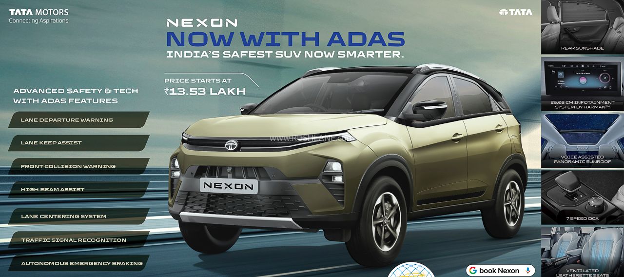 tata nexon adas launch price 1 Tata Nexon Gets ADAS Safety Upgrade – Prices Start at Rs 13.53 Lakh