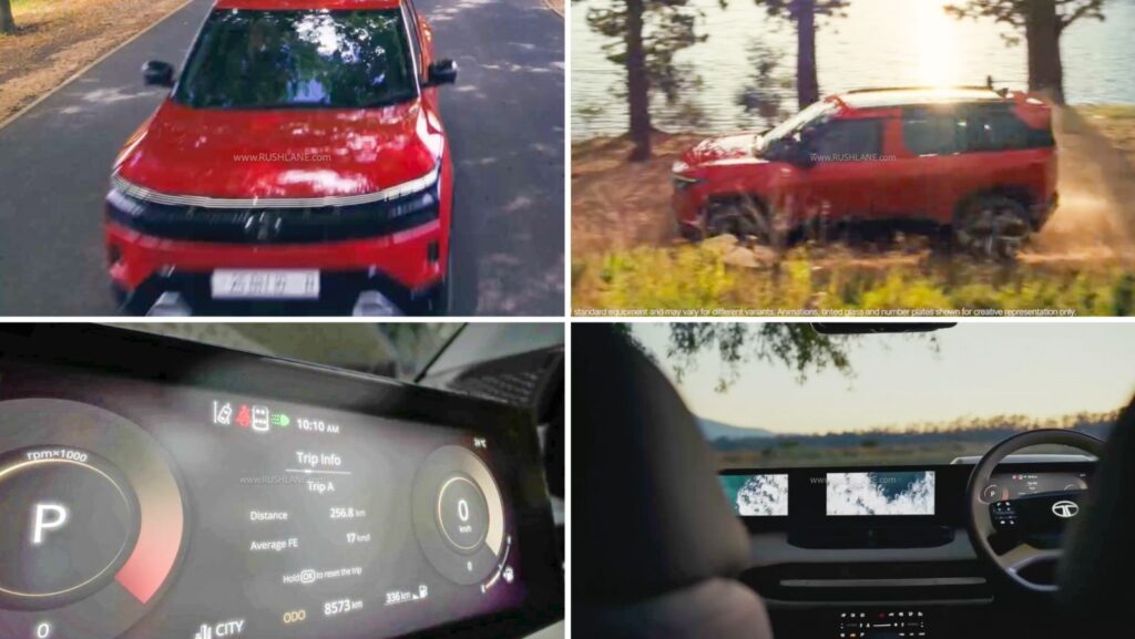 tata sierra red teaser triple screen New Tata Sierra Teased in New Red Colour – Confirms Triple Screen Dashboard Setup