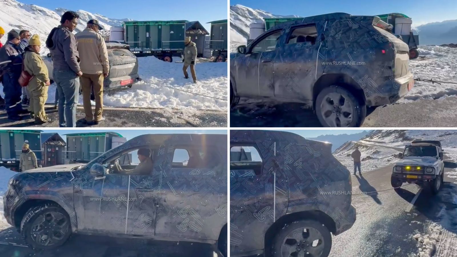 test suv rescued snow maruti gypsy 1 Upcoming SUV Test Mule Rescued by Himachal Police Near Rohtang Pass